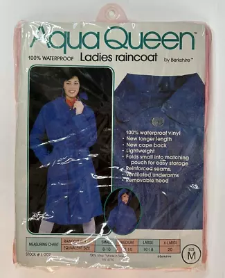 Vintage Aqua Queen Waterproof Womens PINK RAINCOAT By BERKSHIRE Size M L-207 NOS • $30.52