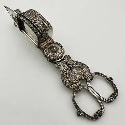 £35 • Buy GILBERT WARRANTED CANDLE SNUFFER SCISSORS CLOSE PLATED GEORGE IV C1825 A/F