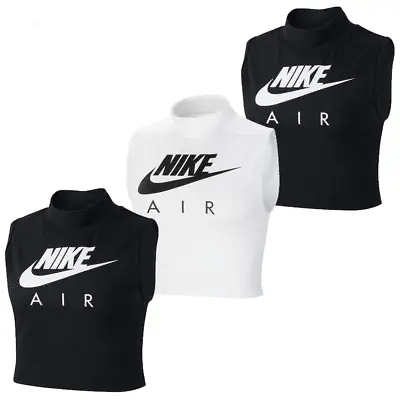 £21.95 • Buy Womens Nike Cropped Tank Air Mock Vest Tops Sleevless T Shirt Running Gym Top 