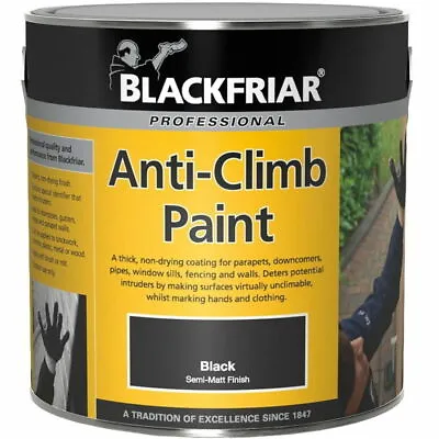 £23.99 • Buy Blackfriar Anti Climb & Anti Vandal Slippery Black Matt Paint Aids Security 1L