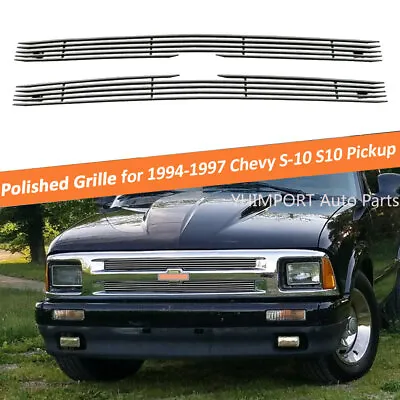 Main Upper Billet Grille Silver Grill Insert For 1994-1997 Chevy S-10 S10 Pickup • $49.99