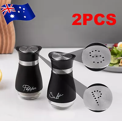 Pack Of 2 Salt And Pepper Shakers Pots Dispensers Cruet Jars Stainless Set • £6.49