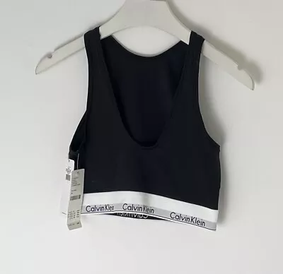 ❤️ Calvin Klein Bralette Size Medium Black White Unlined Modern Cotton RP £36 • £14.99