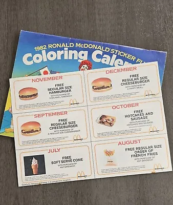 VTG USA 1982 Ronald McDonald Coloring Calendar World Map And Coupons Gag Gift • $19.99