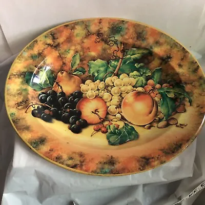 Daher Decorated Ware Oval Tin Tray Wall Hanging Floral And Fruit Design Vintage • $18.95