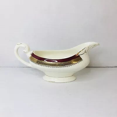 VTG Myott Staffordshire England Royal Crown Burgundy Gold Gravy Boat Circa 1930s • $18.21