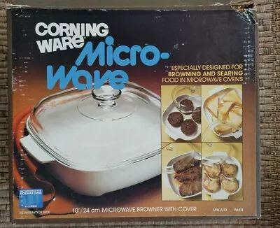 Corning Ware 10” Microwave Browner With Cover Casserole Dish White MW-A-10 • $21.99