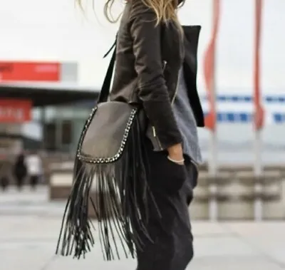 Zara Genuine Leather Bag With Fringes  • £99