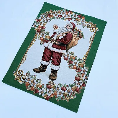 Christmas Tradition Santa Claus Poinsettia Fruits Garland Tapestry Wall Hanging  • $39.99