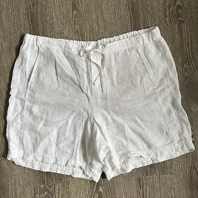 J. Jill Love Linen Shorts Size XL White/Cream Elastic Waist High Rise • $17.98