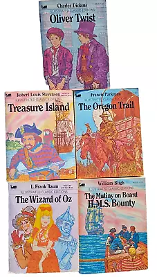 1970's Illustrated Classic Edition Moby Mini Books Treasure Island Oz Twist • $17.85