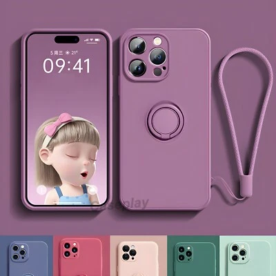 $4.99 • Buy IPhone 14 Pro Max Case 13 12 11 SE 7 8 Ring Stand Hard Shockproof Silicone Cover