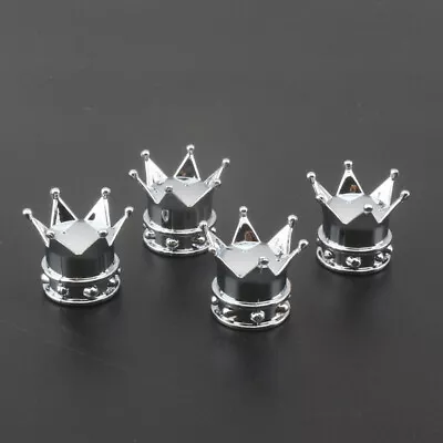 4x Chrome Crown Car Tire Tyre Air Valve Stem Screw Caps Cover Wheel Rims Parts • $5.51