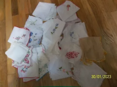 Lot Of 23 Vintage Handkerchiefs Some Hand Embroidered Extremely Old In Good Shap • $7.99