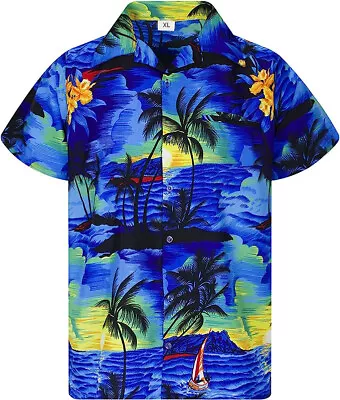 Mens Hawaiian Shirt Stag Palm Tree Party Aloha Summer Holiday Beach Fancy S-2xl • £9.95