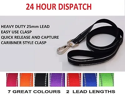 Dog Lead 25mm  Heavy Duty Reflective Strong - Padded Handle  4 Foot & 6 Foot • £6.99