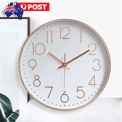 Wall Clock 30cm Quartz Round Wall Clock Silent Non-Ticking Home Office Decor AU • $28.35