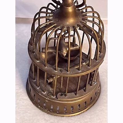 Vintage Brass Bird Cage  7  Tall X 4  Round. Two Feedersswing Bar Bird • $29.95