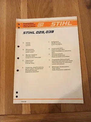 Stihl 029039 Chainsaw Spare Parts List • £11.99