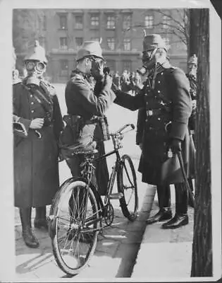 German Policeman Practicing Proper Gas Mask Use Berlin During Worl Old Photo • $9