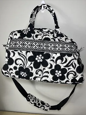 Vera Bradley Night And Day Weekender Bag Duffel Black & White Floral • $45