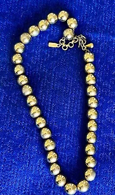 Monet Gold Necklace Beaded Choker Necklace Adjustable Size Hook Clasp • $13.99