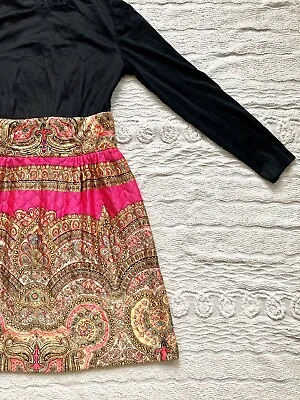 £20 • Buy Vintage 60s Long Sleeve Quilted Psychedellic Black Dress Paisley RARE