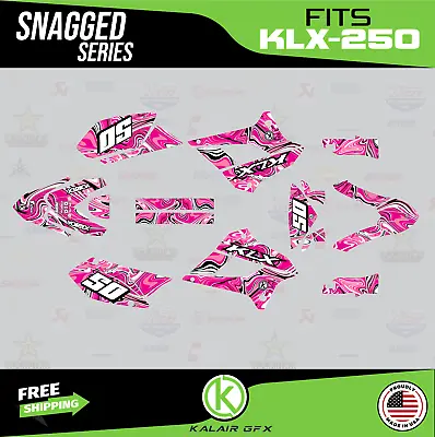 $79.99 • Buy Graphics Kit For Kawasaki KLX250 (2008-2020) KLX 250 Snagged Series - Pink