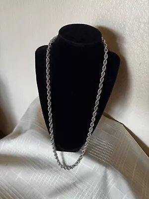 Vintage Monet Silver Classic Twist Chain 27” Long Necklace Estate NICE • $8.50