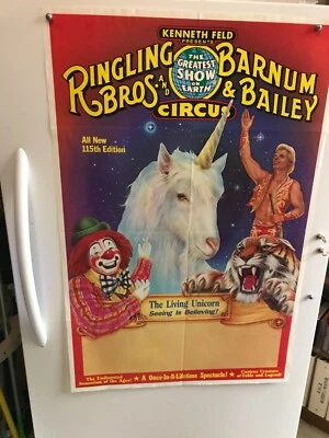 $14.77 • Buy Vintage Ringling Bros. Circus Poster 25 X37  Gunther/the Living Unicorn/115 Edit