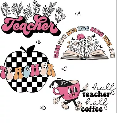 Various Teacher Dtf Iron On Transfer With Cotton Bag Or Without Great Gift (1) • $9.99