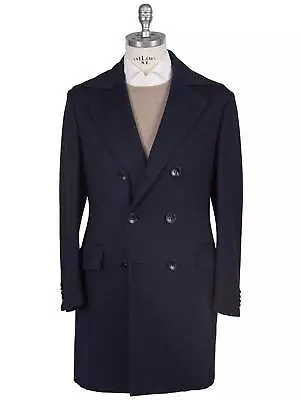 Kiton Blue Cashmere Silk Vicuna Peru Overcoat TC603 Man • $6068