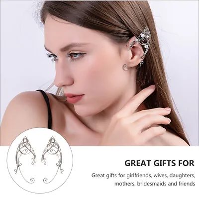  2 Pcs Elf Earrings Clip-on Fairy Wing Metal Hook Small Face • £25.88