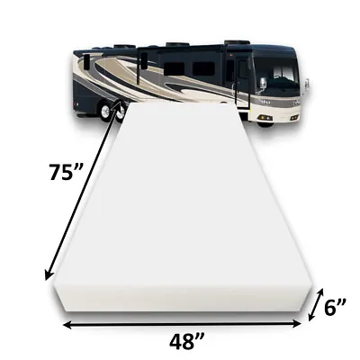 FoamRush 6-Inch Bunk (48  X 75 ) RV Mattress Travel Camper Medium Firm USA • $199.97