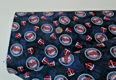 Licensed MLB MINNESOTA TWINS Tyedye FLANNEL Fabric BY THE YARD (60376) Logo • $6.99