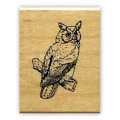 GREAT HORNED OWL Mounted Bird Rubber Stamp Night Bird Of Prey #9 • $12.29