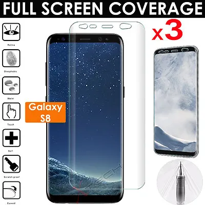 3x FULL SCREEN Face Curved TPU Screen Protector Covers For Samsung Galaxy S8 • £2.49