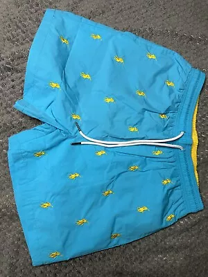 Polo Ralph Lauren  Swim Shorts Blue And Yellow Brand New Size Medium • £44.99