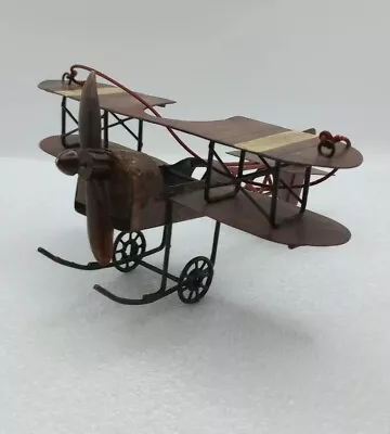 Vintage Airplane Bi-Plane Retro Decor Style Rustic Tin Metal Plane 6 X7  • $14.77