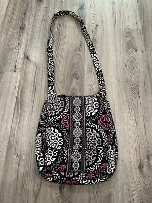 Vera Bradley Canterberry Magenta Hipster Crossbody Purse Black Pink Gray EUC • $11.23