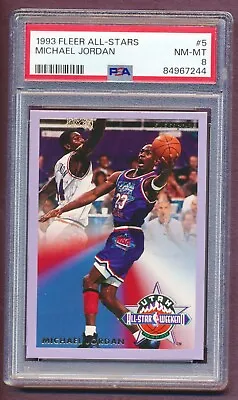 1993 Fleer All-stars Michael Jordan #5 Psa 8 Nm-mt Fresh Grade • $49.99