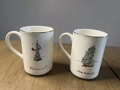 Vintage Merry Masterpieces Coffee Mugs Set 2 Christmas Holiday 1st Edition 1999 • $15