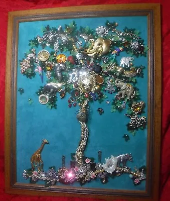 Vintage Jewelry Art Tree Of Life Signed & Framed One Of A Kind • $175.59