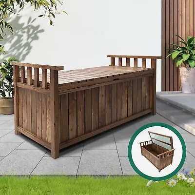 Livsip Outdoor Storage Box Garden Bench Wooden Chest Toy Tool Cabinet Furniture • $140.31