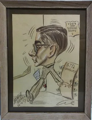 Vintage (1957) Caricature - Original Hand Drawn - ?character? - Signed/framed • $47