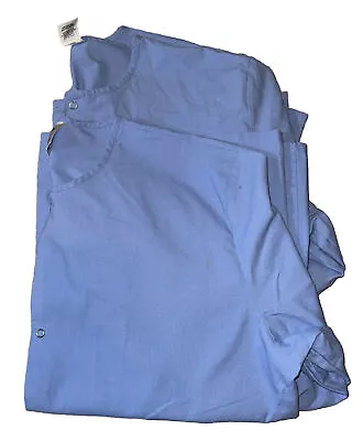 Medline 849NT Scrub Jacket Angelstat Medium Blue Round Neck Unisex (2 Jackets) • $15