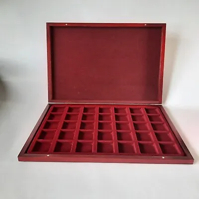 Wooden Coin Tray Cabinet Case Gold Silver Collection Box 35 Slots Diameter 36x36 • £32.95
