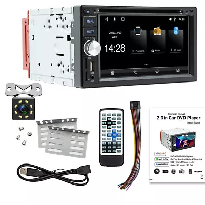 2DIN Car DVD Player Bluetooth Stereo FM Radio Carplay Mirror Link USB W/Rear Cam • $135.80