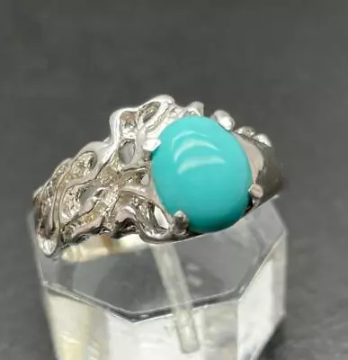 2.035 Ct Sleeping Beauty Turquoise .925 Sterling Silver Mens Claw Ring Sz 11.75 • $72