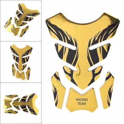 Motorcycle Tank Pad Gel Oil Gas Fuel Protector Fishbone Decal Sticker Yellow • $12.91